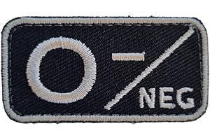 MateyCo Embroidered Blood Group Velcro Patch 5cm x 2.5cm for Backpacks, Vests, Caps (ZERO NEGATIVE)