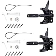 Young Wolf Pair of Black Self Locking Gate Latch Automatic Gravity Lever for Wood Fence Gate, Door Latches Steel (Spring Cable Pull)