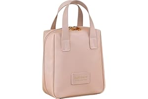 Larlary Kosmetyczka podróżna dla kobiet, kosmetyczka o dużej pojemności, wielofunkcyjny kuferek na kosmetyki ze ścianką działową i z uchwytem, Rosa, 18X15X9cm