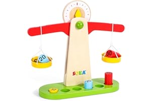 SOKA PLAY IMAGINE LEARN SOKA Wooden Balancing Toy Learning Basic Math Counting Teaching Game Weighing Scale Developmental Montessori Toy Set for Kids Toddlers Children Boy Girl Ages 3 year old +