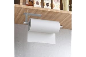 ANHORTS Portarotolo Acciaio Inossidabile, Porta Rotolo Parete sotto L'armadio, Autoadesivo Porta Asciugamani nessun Danno al Muro, per Appendere Carta Igienica Rotolo, Argento Spazzolato, Argento (335mm)