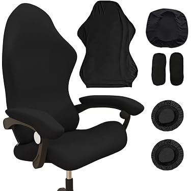 Housse Chaise Gaming Noire 4 Pièces - Protège-siège Lavable Avec Housses Accoudoirs Et écouteurs
