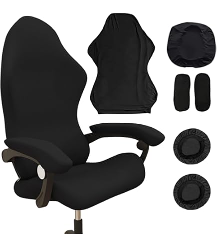 KSBBHDS 1 x bureaustoelhoes, gamingstoelhoes, elastisch, antislip, polyester, zwart