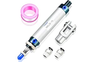 TAILONZ PNEUMATIC 25mm Bore 75mm Stroke Air Cylinder Double Action With Y Connector and 2 Pcs 6mm Fitting MAL25x75