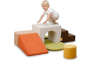BanaSuper Schaumstoff-Kletterblöcke für Kinder, Schaumstoff Bausteine XXL, EN71-zertifiziert & rutschfest, Kinder Montessori Spielzeug, Waschbare Hülle für Indoor-Spaß, Baby Soft Playset(Bunt)