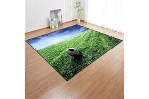 PEIHUODAN Tappeto Soggiorno Gioco Ragazzo Adolescente Camera da Letto Tappeto Antiscivolo Verde Campo da Calcio Gioco Graffiti Camera dei Bambini Decorazione Tappeti Lavabile (Verde A,70 x 140 cm)