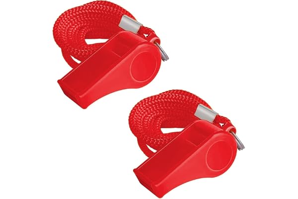 SHUBEIEUMI Sifflet, Lot de 2 Sifflets, Sifflet Puissant et Net avec Cordon, pour Les Entraîneurs de Sports, Basketball, Football, CompéTitions