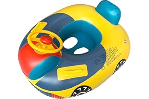 Newtic Baby Aufblasbarer Schwimmring, Baby Schwimmen Trainer Sitz, Automobil Schwimmring, mit Lenkrad-Griff,für Strand und Schwimmen der Kinder, 1-5 Jahre alt