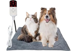 Dhqkqg Pet Heating Pad, 70x45cm Anti-Bite Waterproof Pet Heating Pad, 9 Adjustable Temperature & Adjustable Timer, Electric Warming Pads Puppies Warmth Whelping In Winter
