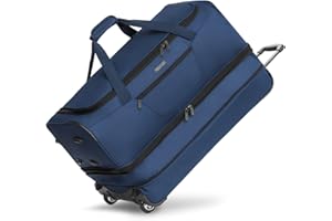 REDOLZ Bolsa de Viaje Grande de 2 Rodillos | Volumen Ampliable de 98 a 119 litros con Pliegues elásticos | Mujeres y Hombres (70 cm, Compartimento Inferior Adicional)