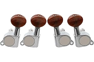 Musiclily 2+2 Clavijas de Afinación Clavijero de Repuesto para Ukelele, Cromo con Botón Rojo Perla