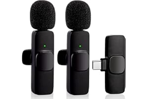 HMKCH Microphone cravate sans fil pour téléphone (USB-C), double microphone sans fil pour enregistrement vidéo, flux en direct, Vlog, YouTube, TikTok, Facebook - Réduction du bruit et Plug Play