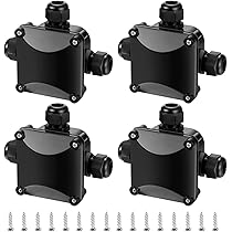 Cassetta Cavi Esterna 7 Uscite GTIWUNG Scatola Protezione Esterna IP66 IP68 - 7 Uscite Cavi - Impermeabile Per Prese Esterne E Giunzioni Scatola Derivazione Nera