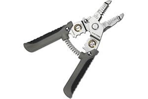 Pelacables, pelacables multifuncionales eléctricos con cortes 8 10 12 14 16 18 20 22 AWG Alicates cortadores Divisor Enrollador de cables Engarzadora de cables Herramienta de engarzado Gris GuuYebe