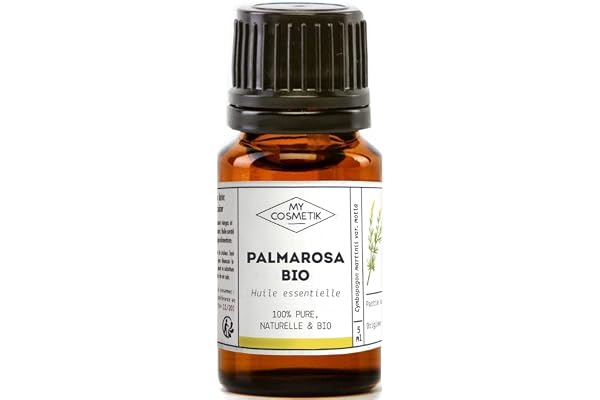 MyCosmetik - Huile Essentielle de Palmarosa BIO AB - Issue de l'agriculture Biologique - Chémotypées HEBBD/HECT - 100% pure et naturelle - Certifié ECOCERT - Fabriqué en France - 10 ml