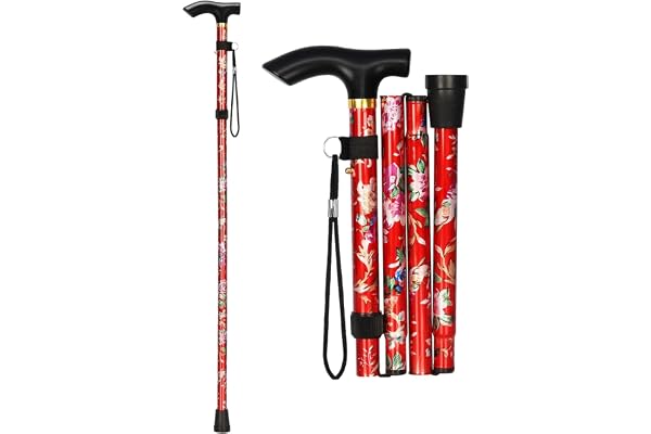 Gångkäpp vikbar, promenadhjälpmedel seniorer, promenadkäpp herr svart, promenadkäpp dam höjdjusterbar, vikbar promenadkäpp, T-handtag för äldre funktionshindrade män kvinnor