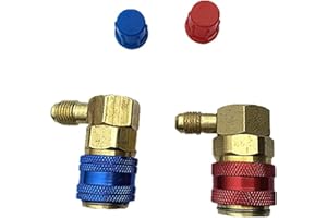 LUTIFIX Conector rápido de alto/bajo voltaje/adaptador de refrigerante para automóvil R134A, SAE HVAC de 1/4