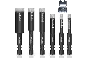 NICAVKIT 6-częściowy zestaw wierteł diamentowych 5|6|8|10|12|14 mm diamentowe wiertła do płytek, wiertła do płytek i wierteł, do kamienia, koron, do ceramiki, szkła, wiertła do szkła