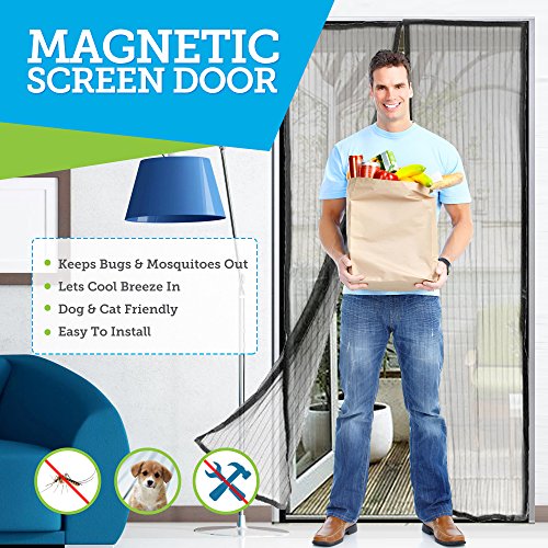 Inspired Home Living - Contrapuerta con mosquitera, magnética, con marco, gancho y cierres, 60 g