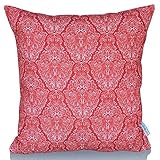 Dekorativer Kissenbezug/Kissenhülle RED ORNAMENTAL 45cm x 45cm (Ohne Biese) Hochwertiger Dekokissen-Bezug für Couch, Bett oder Sofa von Sunburst Outdoor Living - Nur Bezug, Ohne Kissen