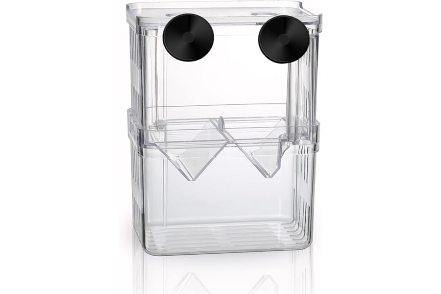 Aquarium Fish Tank Hatchery Incubator Breeding Box, Acrylic White Breeder Isolation Divider Hatching Boxes Accessory Small Baby Fishes Shrimp Clownfish Guppy (10x7x12.8 cm)