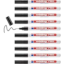 edding 780 lakmarker - zilver - 10 verfstiften - ronde punt 0,8 mm - verfstift voor markeren en labelen van metaal, glass, steen of plastic - hittebestendig, permanent, veegvast en watervast