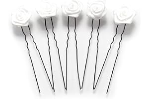 FLEXISTORE 5 rose con forcina - Gioielli per capelli - per capelli piatto - Set nera - Bianco