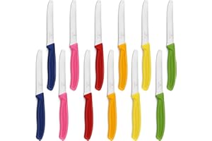 targzier Bunt Brötchenmesser Set 12 Stück,Premium Frühstücksmesser aus Edelstahl,Scharfe Messer,Tafelmesser mit Wellenschliff,Tomatenmesser,Bunte Brotmesser,Spülmaschinenfest