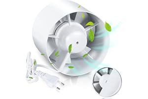 SWANEW 150mm Rohrventilator mit Rückstauklappe und EU-Stecker, Inline-Abluftventilator, Rohrlüfter 320m³/h, Kanalventilator für Badezimmer, Gewächshaus