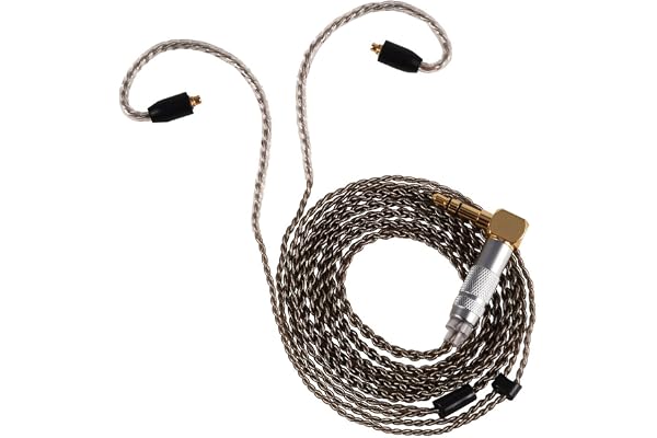 1.2m MMCX Plug Aux Headphone Cable, Curved Head 3.5mm Pure Copper Audio Cord Headphone Cable for SHURE SE215 SE535 SE846 Head