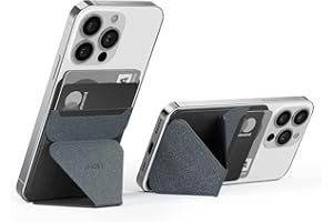MOFT Samoprzylepny stojak na telefon, etui na karty, portfel, przyklejane, regulowane kąty widzenia, cienka konstrukcja, kompatybilna ze wszystkimi smartfonami iPhone z systemem Android, szary + czarny