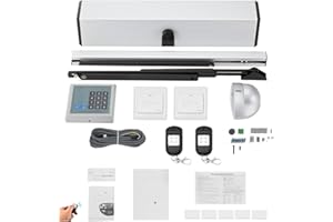 POYUJKYHR Automatic Door Opener and Closer 50W Automatic Door Closer Manual/Automatic Swing Door Opener for Interior Exterior Door with 2 Remote Control,2 Switches, Pull Arm,Push Arm,5 ID Cards,Control Panel