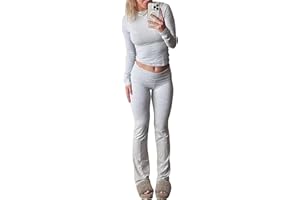 EXQST 2023 New Cotton Jersey Lounge Set Slim Fit Long Pants Jogger Yoga Tracksuit Cotton Lounge Set Fold Over Pants