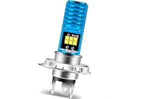 Teguangmei H4 HB2 9003 HS1 P43t LED Lampadina per Fari Moto Luce Hi/Lo Alluminio Blu Super Luminoso 6000K Bianco ad Alta potenza COB 12-SMD per Faro ATVS per Auto da Moto (confezione da 1)