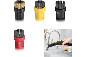 POSYLANE 4 Pcs Steam Cleaner Nozzle Bristle for Karcher Steam Cleaner Accessories, Nylon Brass Round Brush Heads Replacement, Compatible with SC1/SC2/SC3/SC4/SC5/SC6/CTK10/CTK20 Series