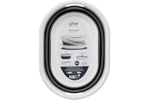 5 FIVE SIMPLY SMART 5five - Corbeille à Linge Pliable 21L - 2 Poignées - Panier à Linge Rétractable - Grande Capacité - Gris et Blanc