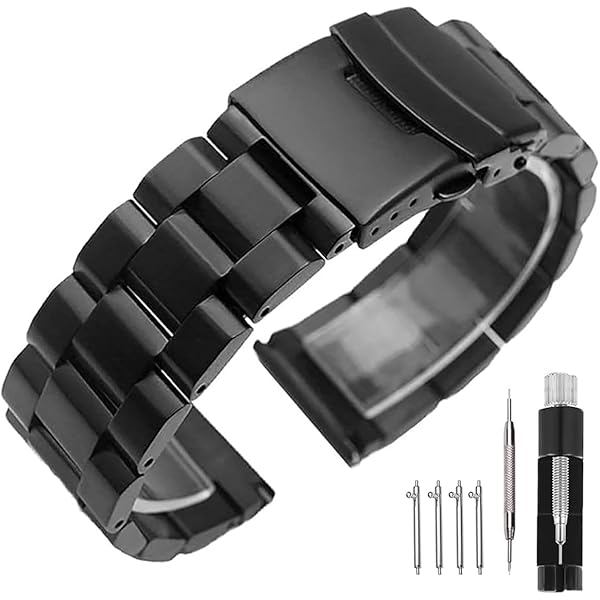 Kai Tian Roestvrij stalen klassieke duikgesp 20 mm 22 mm horlogeband gepolijst medium geborsteld instelling schroef-in tweekleurige premium metalen horlogeband zilveren armband, 20 mm, Edelsteen, Geen