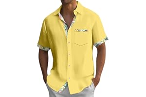 SHZFGUI Mens Hawaiian Summer Shirts 2024 Casual Loose Button Down Short Sleeve T-Shirt Relaxed Fit Soft Printing Beach Trendy Tops