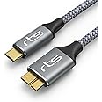 rts Micro B to USB C External Hard Disk Drive Cable HDD cable (0.5M/1.5 Ft) Usb 3.1/10 Gbps Compatible for WD/Seagate/Hitachi/LaCie/Toshiba/MacBook Pro/Air/ipad/Tablet/iPhone 15 Series (Grey)