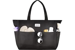 HOMESPON Große Strandtasche Damen mit Reißverschluss Wasserdicht Badetasche XXL Familie Beach Tote Bag,Schwarz