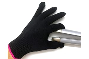 Lessmon Professional Heat Resistant Glove for Hair Styling Heat Blocking for Curling, Flat Iron and Curling Wand Suitable for Left and Right Hands, 1 Piece, Pink Edge