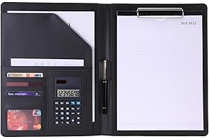 XNONE Padfolio/Portfolio Folder Clipboard,Lebenslauf/Interview Dokument Organizer Visitenkartenhalter Slot/A4 Größe Schreibblockhalter, Kunstleder Büro Konferenz Notizblock Clip (Black, 52 L x 35.2 W)
