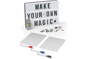 ‎EASYMAXX EASYmaxx LED-Leuchtkasten Light Box + Schreibset | Für individuelle Textbotschaften | Mega-Set mit 150 bunten Emojis und 173 austauschbaren Buchstaben, Zahlen & Symbolen | Inkl. Timer [A4]