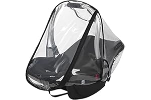 SCOUTTEEMO Universal Rain Cover for Pushchair Stroller, Food Grade EVA, Waterproof Windproof Dust Transparent Carrycot Rain Cover Car Seat Accessory, Ventilated Rain Weather Shield with Zipper and Vent