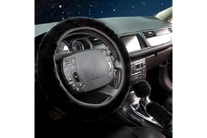 HOMTOL Coprivolante in Peluche Coprifreno a Mano Copri Cambio Set da 3 Pezzi, Coprivolante Invernale Caldo e Antiscivolo, Interni Decorativi per Auto