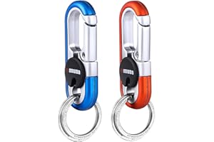 Mkitnvy 2 Pezzi Portachiavi Auto, Moschettone Portachiavi Multifunzione con 4 Portachiavi, Portachiavi in Metallo per Uso Personale o Come Regalo, Regali Aziendali per Uomini e Donne