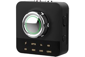 eppfun Receptor Bluetooth para Home Stereo, con LDAC/APTX Low Latency/APTX HD/AAC/SBC, Adaptador de Audio RCA Inalámbrico con 3.5mm Jack/RCA out para Hi Res Music Streaming,HiFi Audio(Negro)