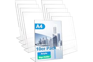 CYEER Lot de 10 Présentoir A4 - Porte Affiche A4 - Format A4 - Avec paroi arrière biseautée - Pour photos, restaurant, café, bureau
