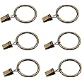 Coideal Set of 30 Bronze Curtain Rings with Clips, Heavy-duty Metal Decorative Drape Clip Hooks Set with Eyelets for Drapery, Windows, Bathroom, Home Kitchen, Fit Up To 30mm Rod (35 mm)