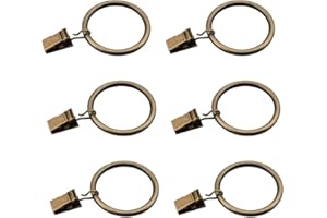 Coideal Set of 30 Bronze Curtain Rings with Clips, Heavy-duty Metal Decorative Drape Clip Hooks Set with Eyelets for Drapery, Windows, Bathroom, Home Kitchen, Fit Up To 30mm Rod (35 mm)